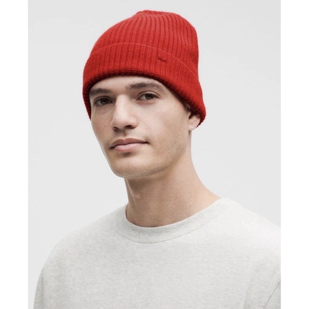 Lululemon Close-Fit Beanie Wool-Blend Ribbed Knit Hat Unisex One Size OXFD Red